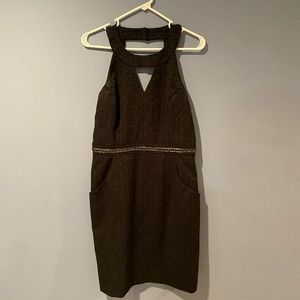 NWOT Jessica Simpson sleeveless black dress with pockets geometric neckline